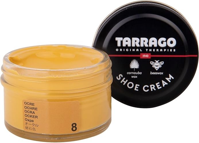 tarrago shoe cream, 07 yellow, 1.7 ounce glass jar, leather care & shine