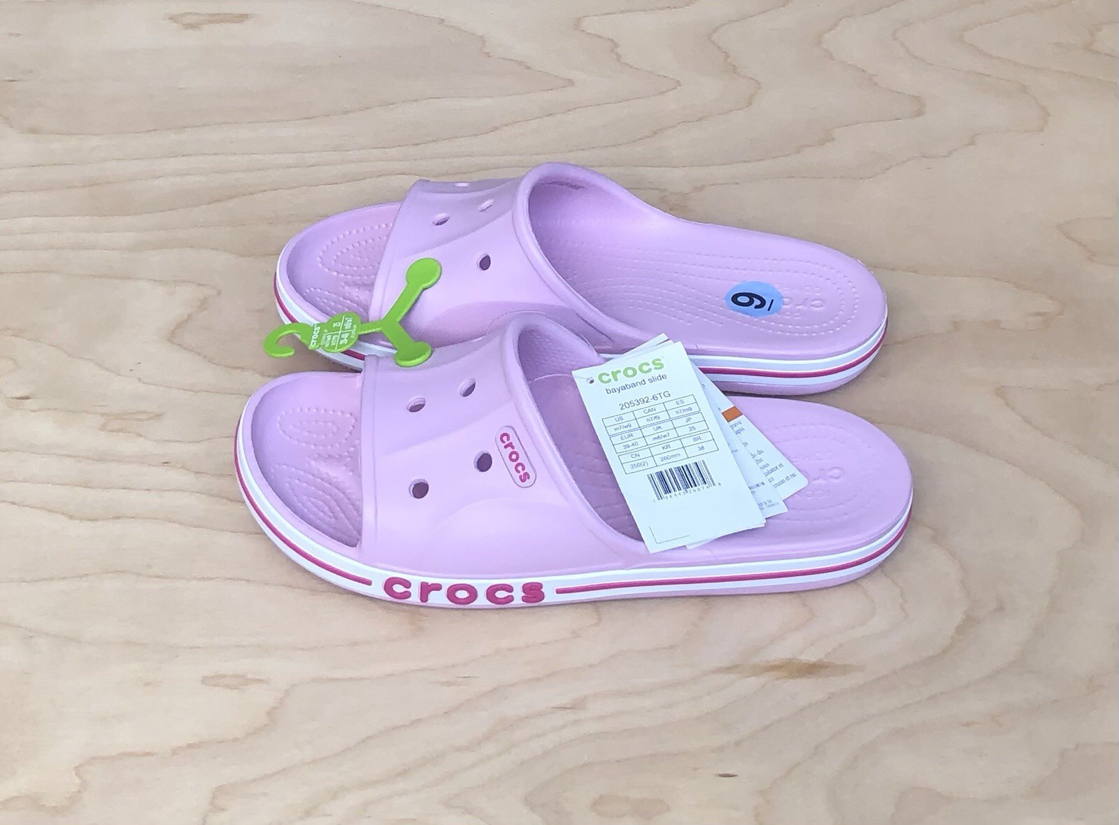 Crocs Bayaband Pink Slides Slip On Comfort Water Resistant Womens Size 9 NWT.