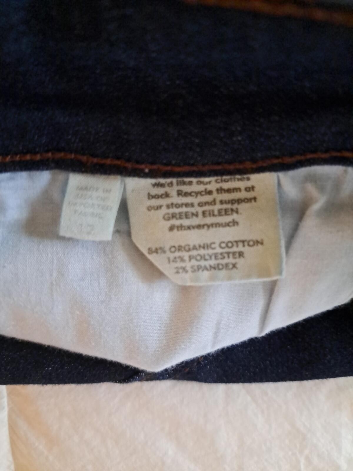 Eileen Fisher Organic Cotton Straight Ankle Jean Size 12 EUC Returns Accepted
