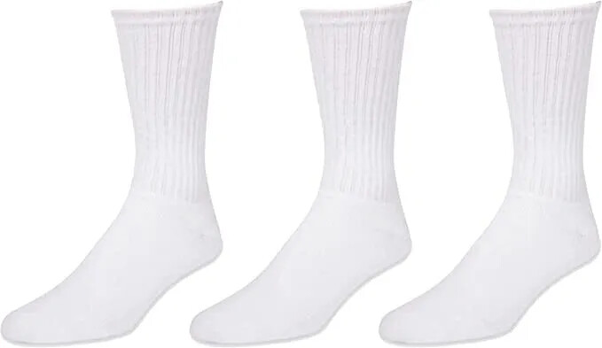 5-100 Dozen Wholesale Bulk Mens Solid White Sports Cotton Crew Socks 9-11 10-13