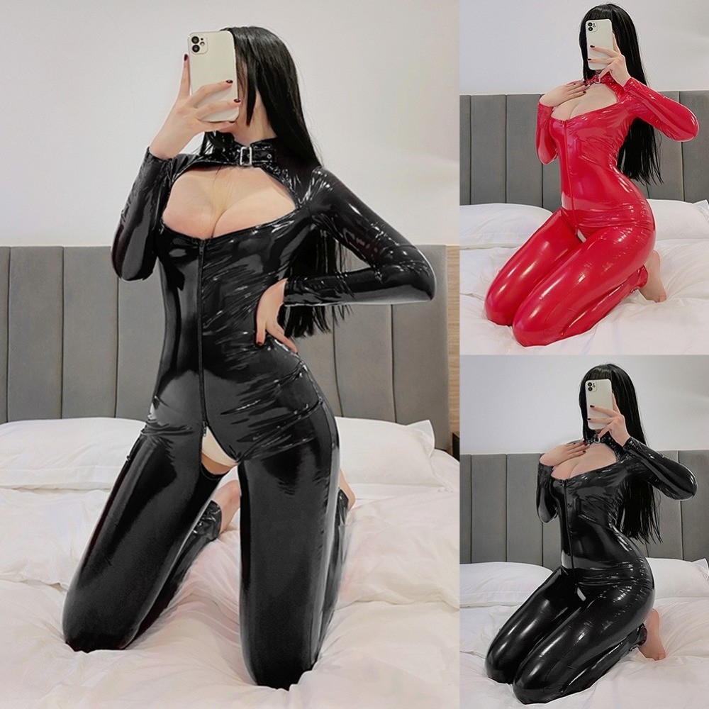1pcs Crotchless Elasticity Latex Leather for LINGERIE Jumpsuit Bodysuit Daily