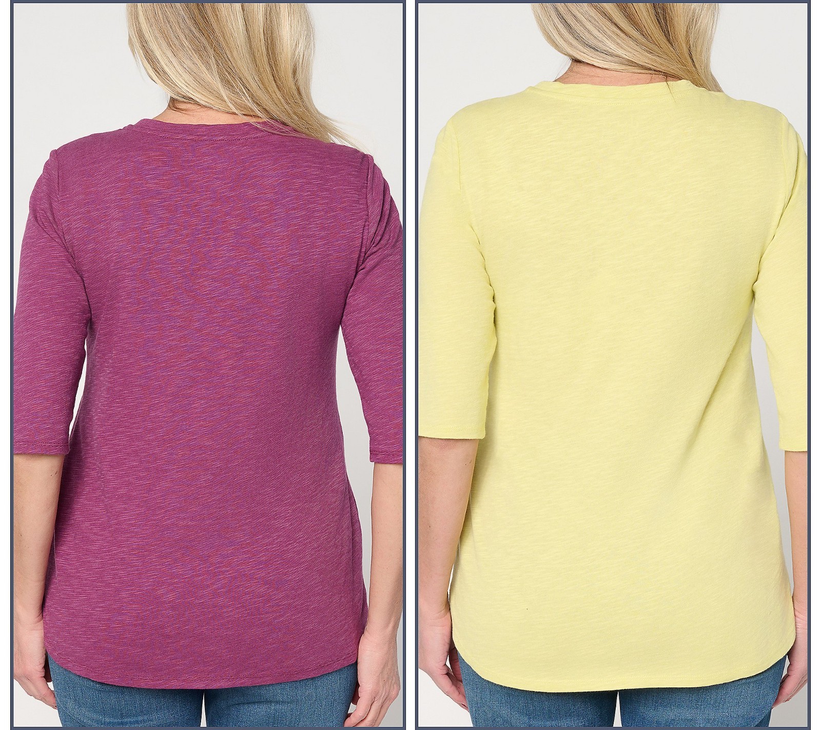 Denim & Co. Essentials Linen Blend 2-Pack Ballet Sleeve Tops NWT A718483