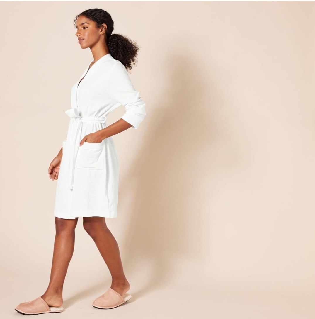 Women’s Lightweight Waffle Mid-Length Robe Size S New