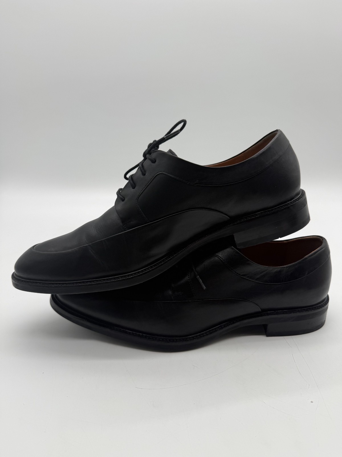 Cole Haan Grand OS Mens Black Leather Apron Toe Derby Dress Shoes Size 11.5 M