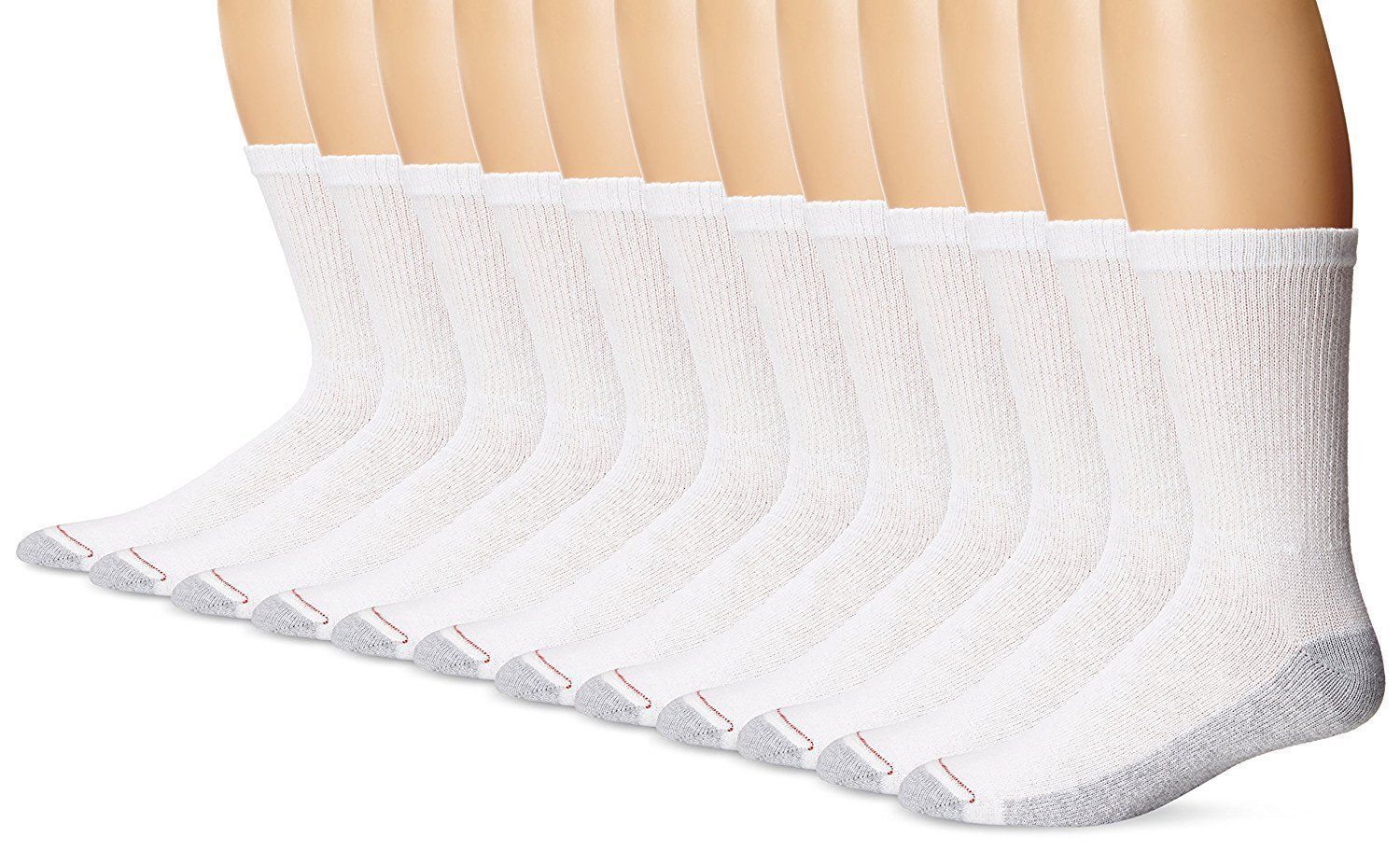 12 Pairs Hanes Premium Classics Men’s Cotton Socks, Crew, White, size 6-12