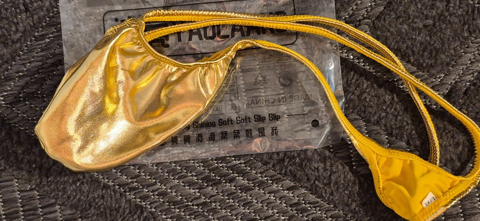 USA SELLER MENS SHINY METALLIC GOLD GRAPE SMUGGLERS MICRO THONG-(S/M 28-33)