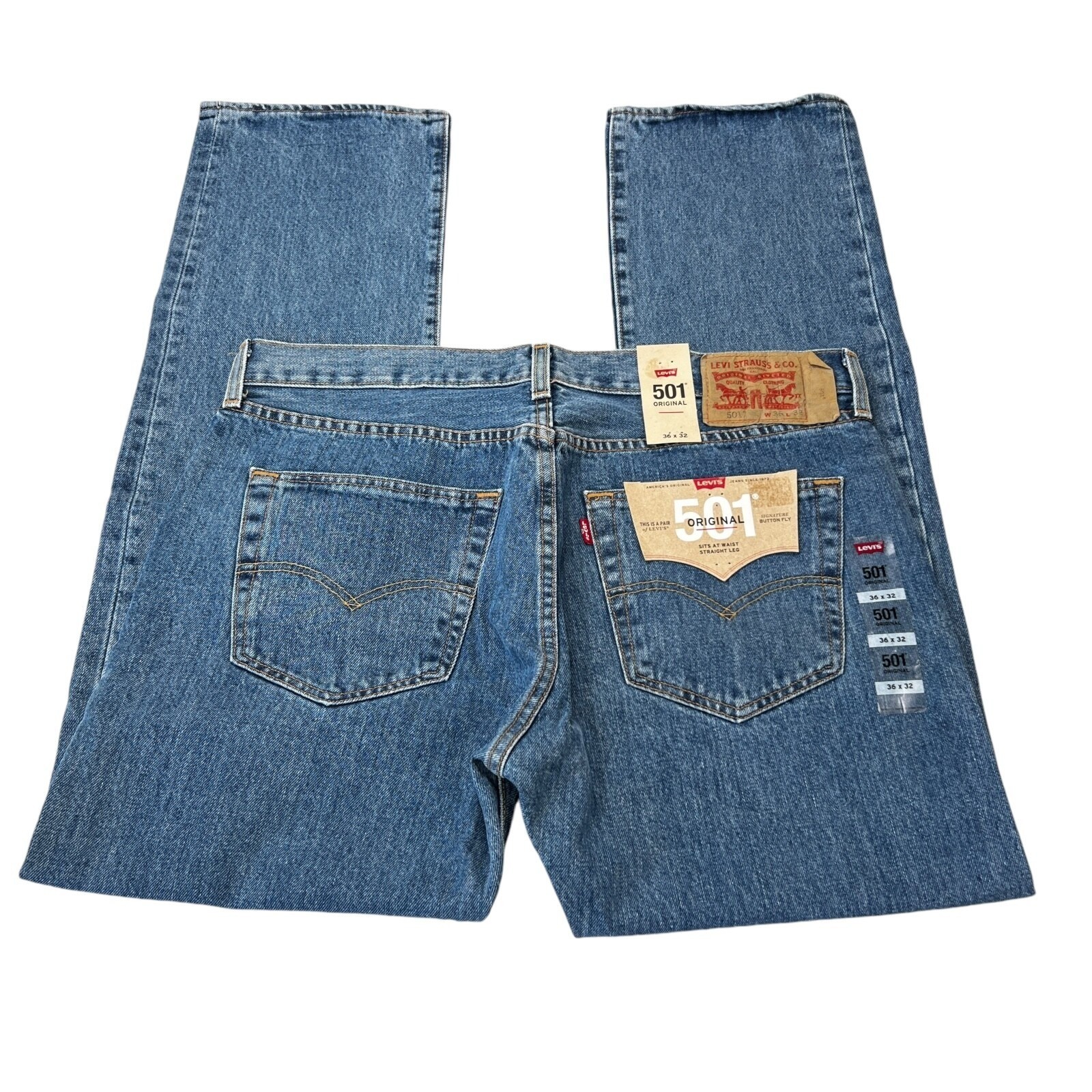Levis 501 Original Fit Jeans Straight Leg Button Fly 100% Cotton Blue Black