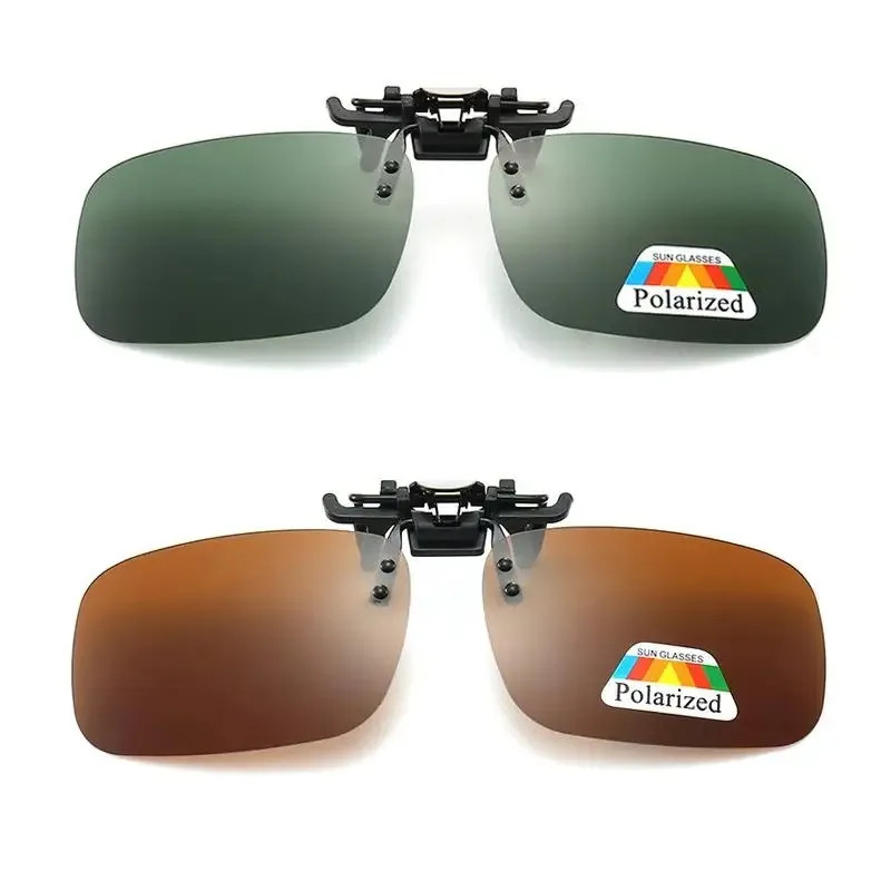 4 Color Grey Lenses Polarized Sunglasses Clip on Flip up UV 380 Driving Fishing