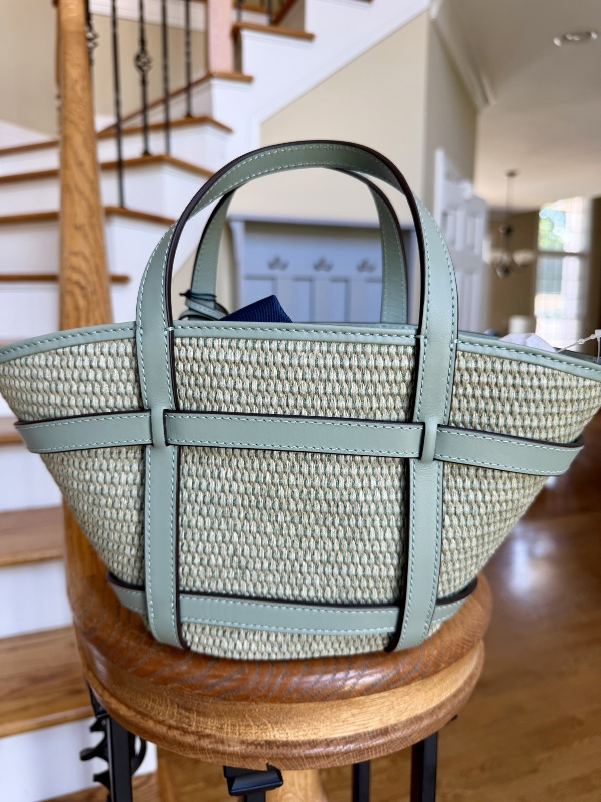 Cole Haan Key West Tote Crossbody Bag in Lily Pad green raffia NWT