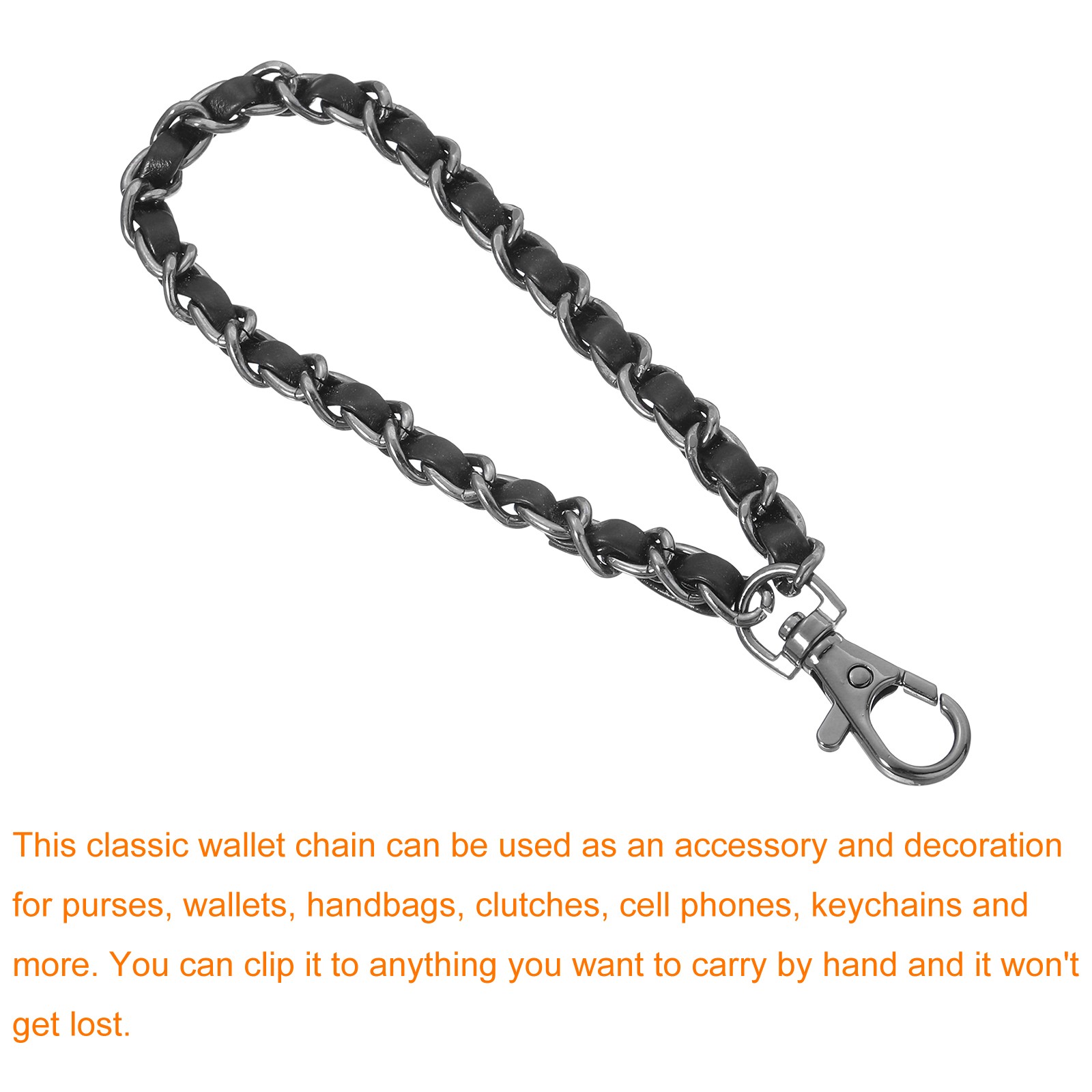 Leather Wristlet Strap 7″ Hand Wrist Lanyard Bag Key Chain Black