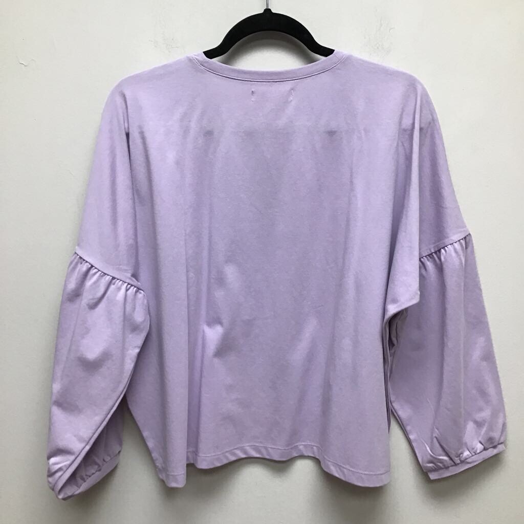 Madewell Womens Crop Crepe Drop Shoulder T-Shirt Purple Oversize Crew Neck M New