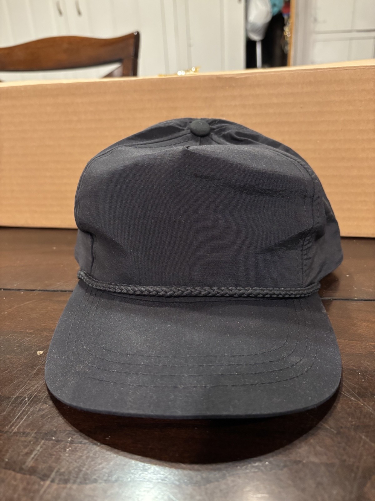Vintage 80s 90s Snapback Rope Trucker Hat Cap Black Solid Blank NEW Never Worn