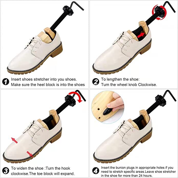 One Pair 2-way Wooden Adjustable Shoe Stretcher for Men Women Size 9-13 US New