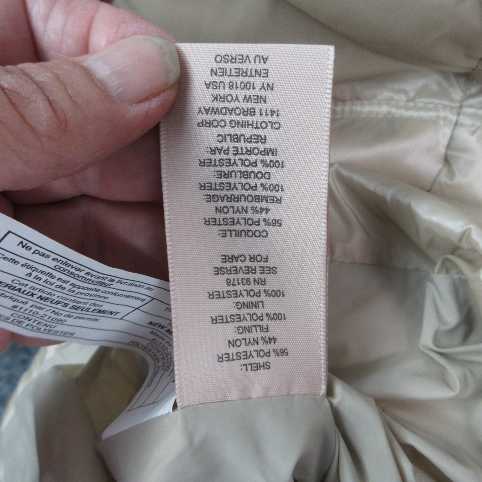 Philosophy Vest Womens M Beige Quilted Lined Insulated Pockets Zip Collared NWT