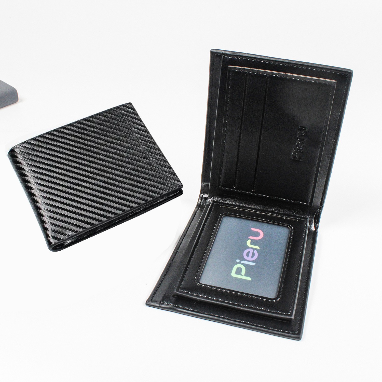 Men’s Carbon Fiber Leather RFID Blocking Slim Bifold Wallet Card Holder