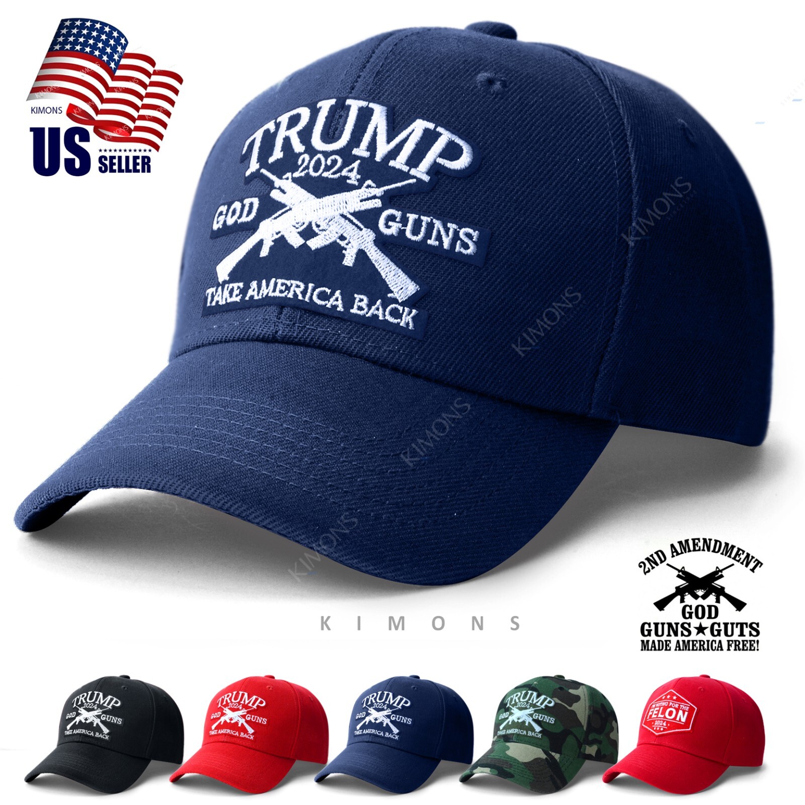 Trump 2024 “God Guns” – Take America Back Flag Hat Baseball Cap
