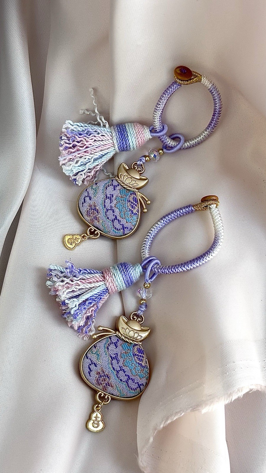 Handmade Song Brocade Embroidery Money Bag Key Chain Or Bay Ring Accessory