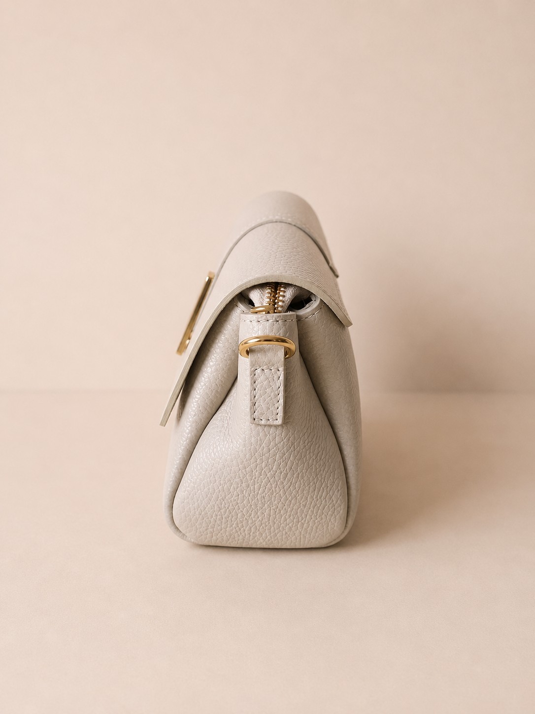 Ivory Beige Italian Leather Crossbody Bag, Small Minimalist Purse, Made in Italy