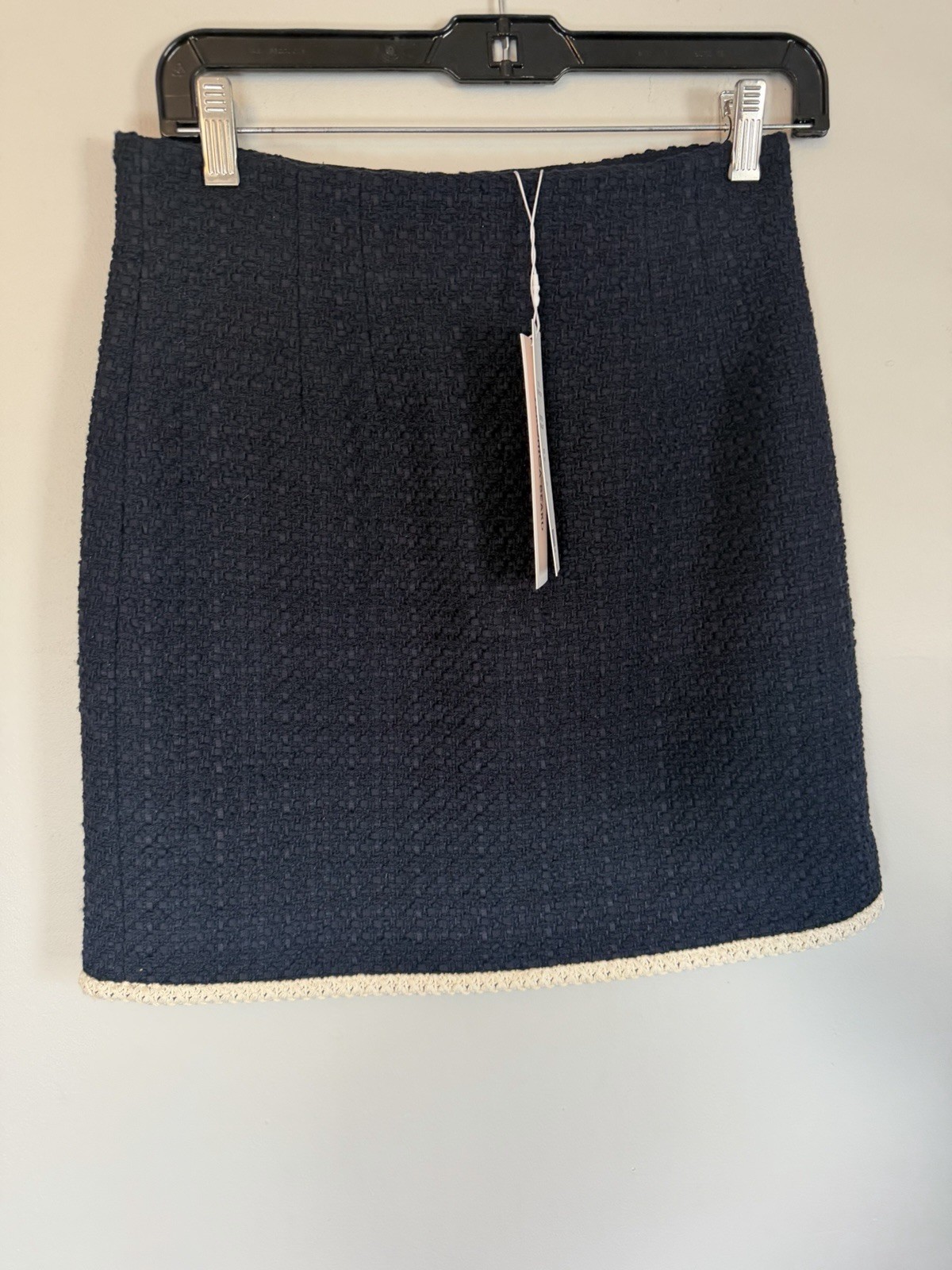 Veronica Beard Roman Mini Navy Blue Cotton Blend tweed Skirt Lined Sz 2 NWT $348