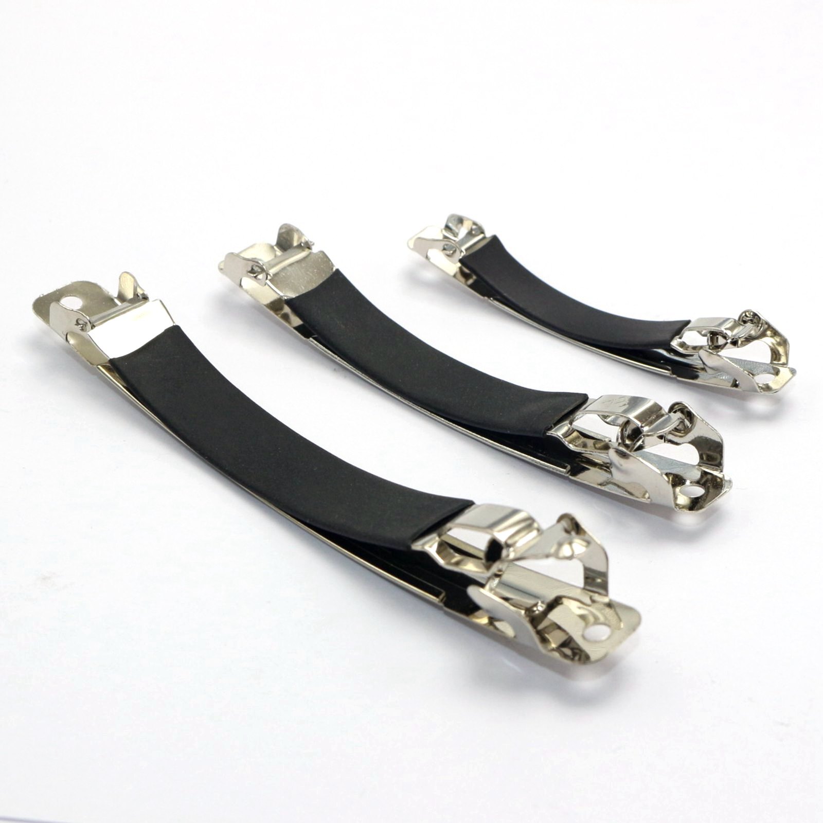 5 Pcs Silver Metal Blank French Hair Clip Barrette Rubber Cover 2.4″ 3.2″ 4″