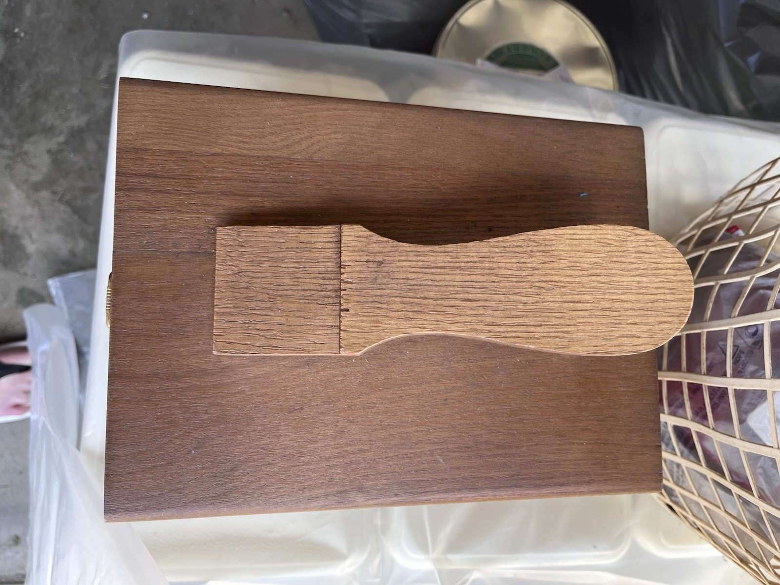 VNTG Golden Oak Wood Shoe Shine And Polish Box