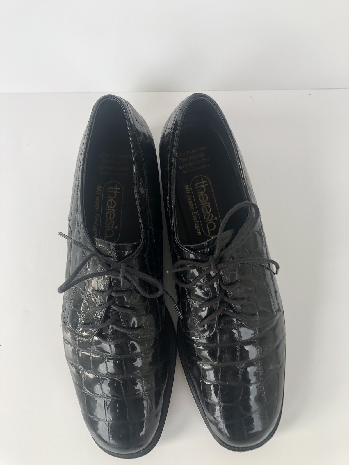 Theresia Men’s German Black Leather Tie Up Loafers Sz 7