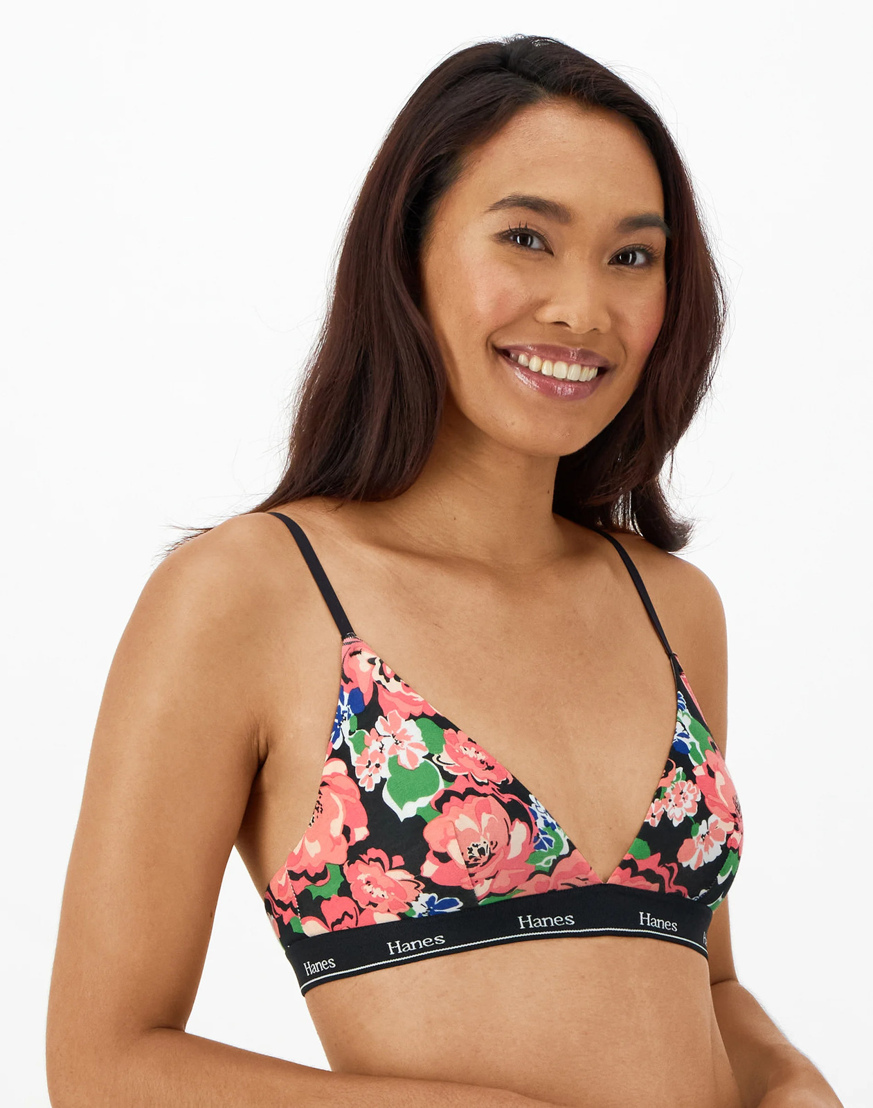 Hanes Originals Women’s Triangle Bralette, Breathable Stretch Cotton, 2-Pack