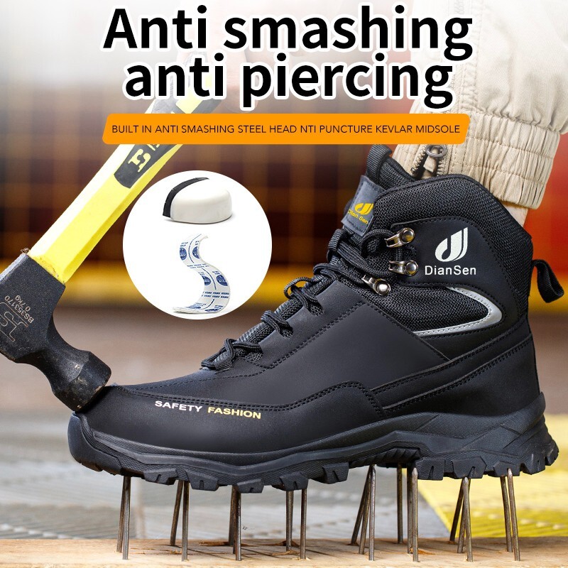 Men’s Steel Toe Work Boots Waterproof Anti-Smash Safety Shoes Construction Shoes