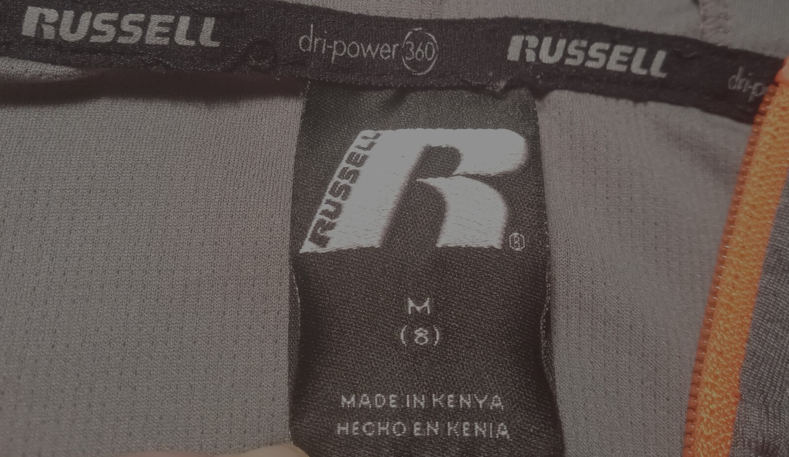 EUC Russell Full Zip L/S Hoodie – Charcoal w/Orange Trim – Boy’s Size Md 8