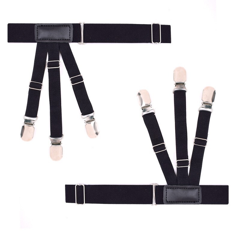 1 Pair Men’s Shirt Stay Holder Leg Thigh Suspender Elastic Garter Non-Slip Black