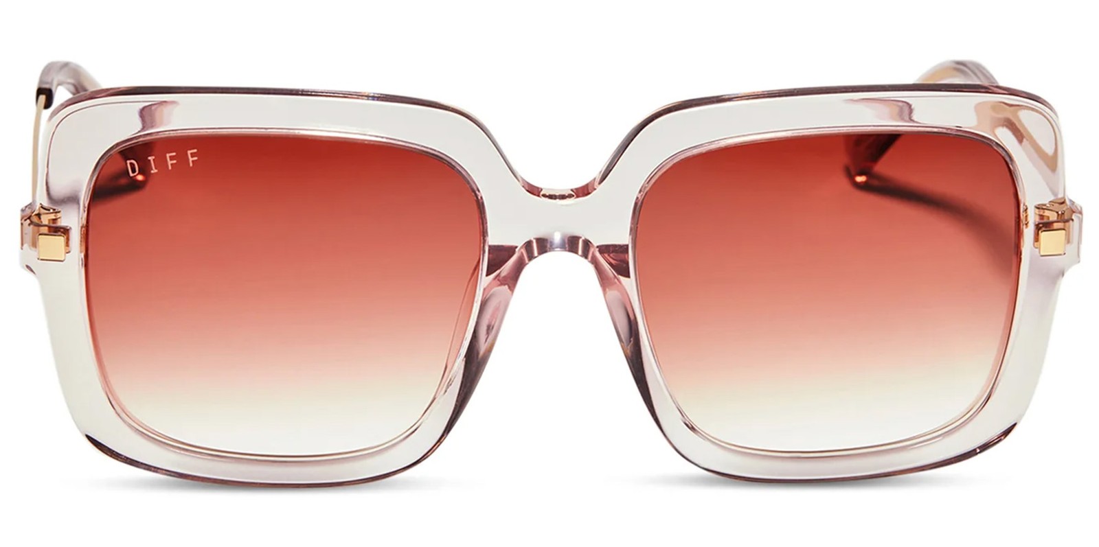 Diff Sandra Crystal Pink Oversize Square Sunglasses w/Gradient Lens DE01-0370-LP
