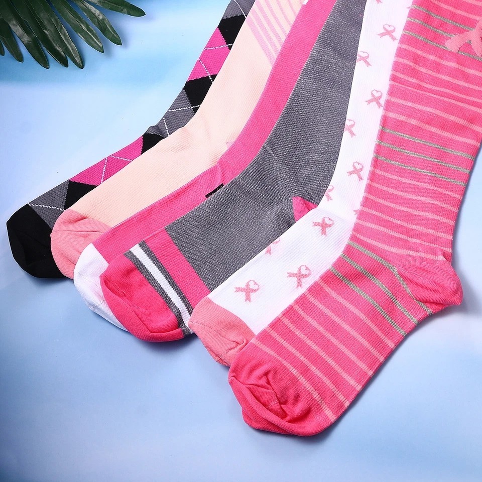 6 Pairs Women Compression Socks Knee High 20-30 mmHg Support Medical Stockings