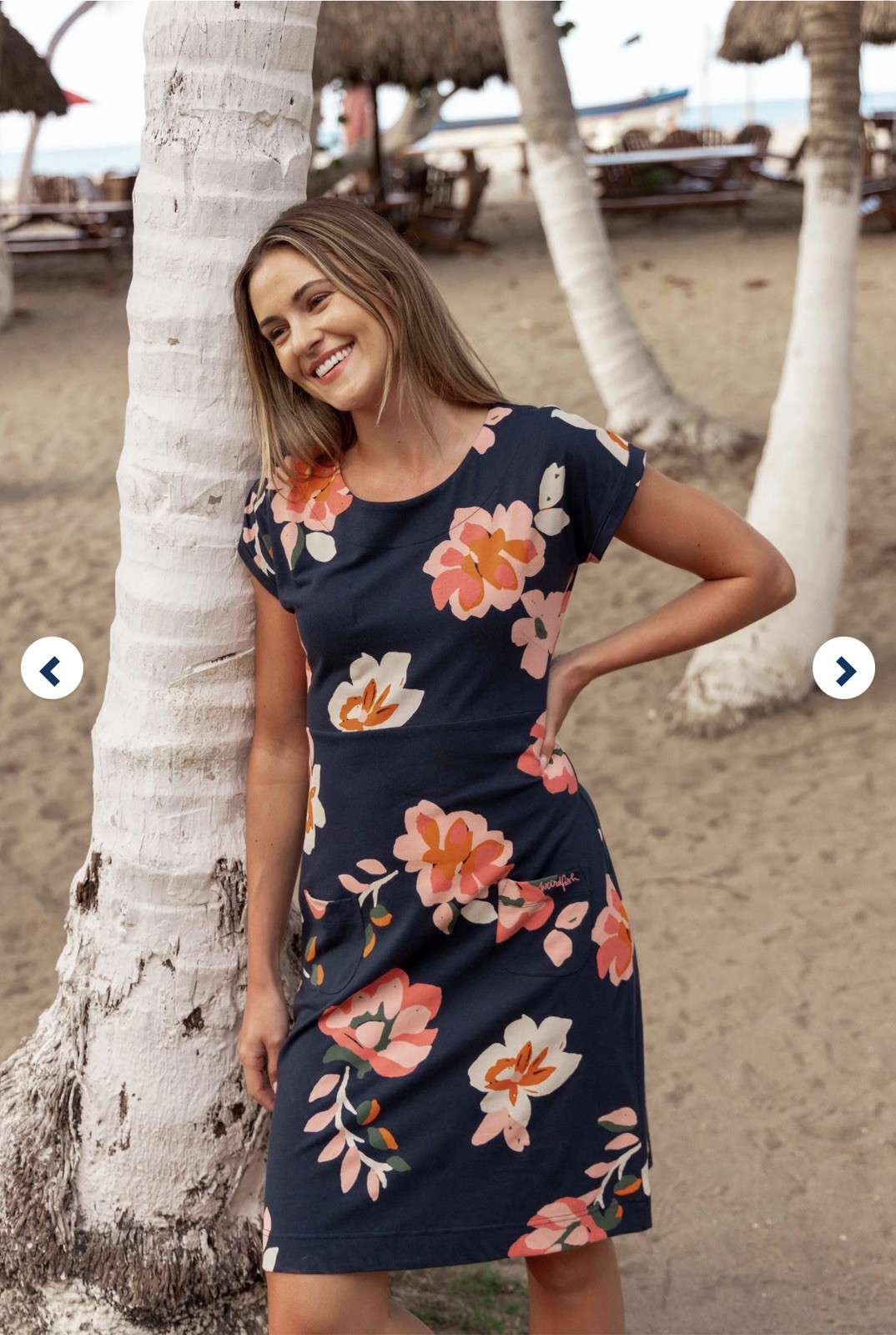 Weird Fish Tallahassee Organic Cotton Jersey Dress Women’s UK 14 Rich Navy