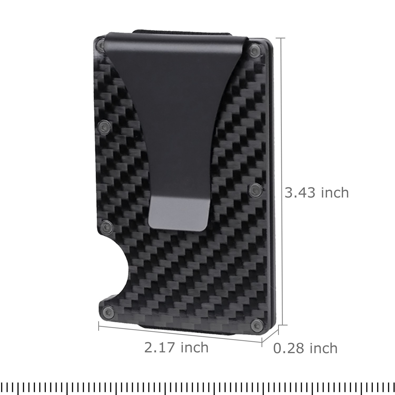 Men’s RFID Blocking Slim Money Clip Carbon Fiber Wallet ID Credit Card Holder