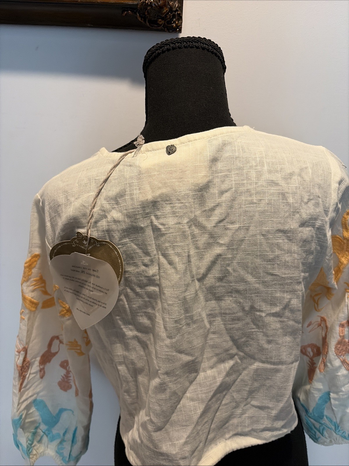 Boho adjustable top Embroidered Blouse Cotton Prairie Cottagecore hippie Shirt