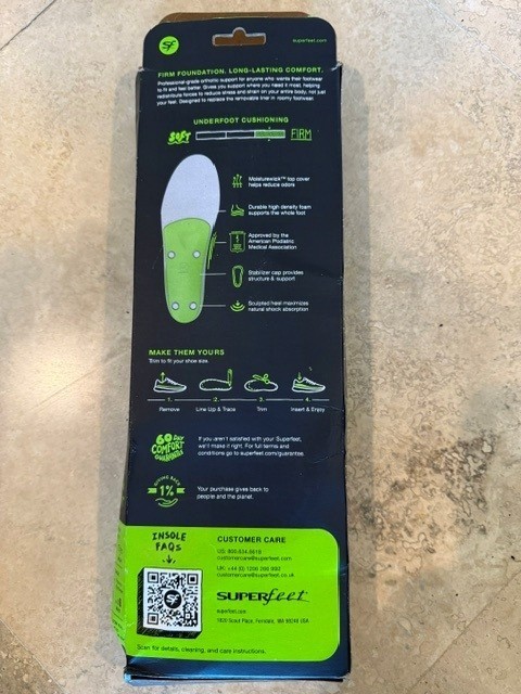 Superfeet All Purpose Support High Arch Insoles – Size E – Excellent Condition –