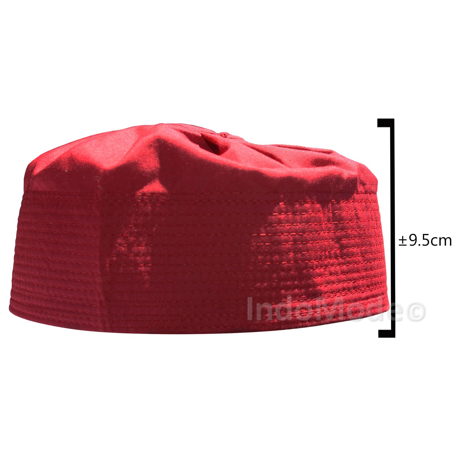 Islamic Kufi Prayer Cap Plain Maroon Pleated-top Fabric Peci Muslim Prayer Hat