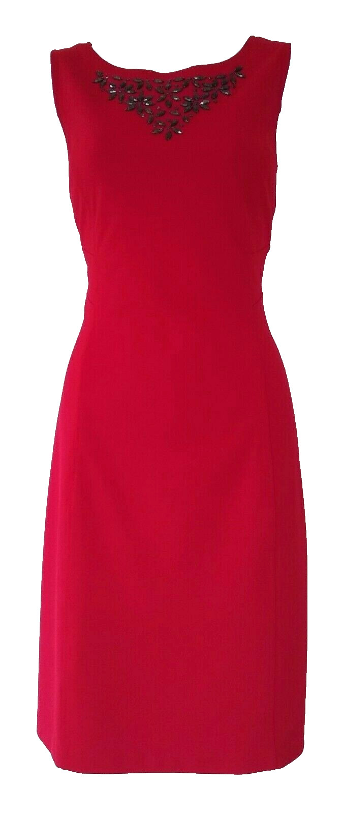 GARNET HILL Size 8 Rhinestone Ponte Knit Sheath Cocktail Party Dress Red $138