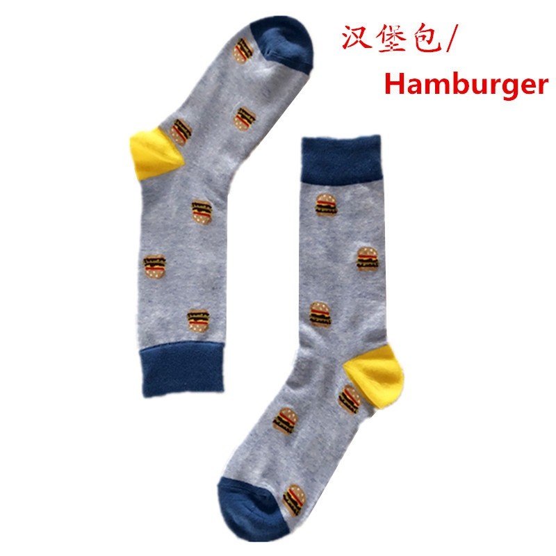 200N couple long tube socks Jacquard creative pattern Harajuku flower cotton