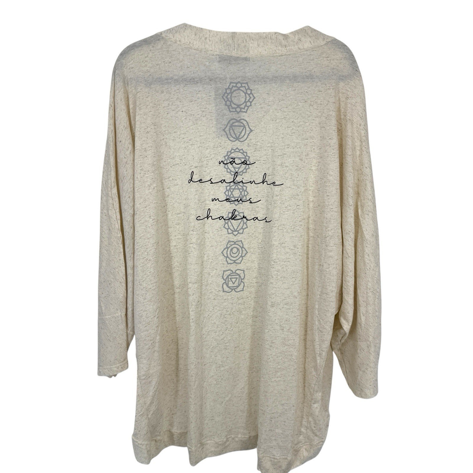 Nogah Chakras Kimono Top O/S Natural Ivory Linen Blend NEW Art to wear
