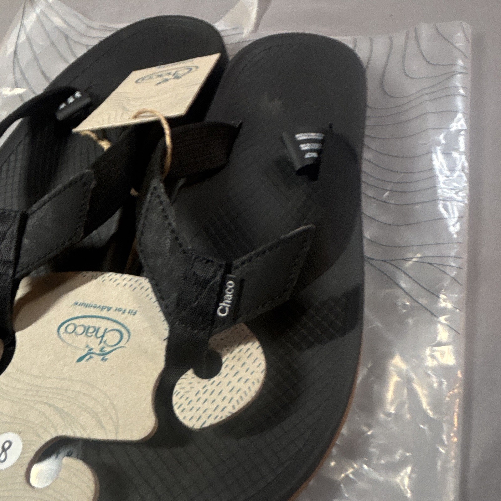 Chaco NWT Lowdown Flip Sandal Black Slip-On Synthetic US 8 EU39 UK6 JCH108132