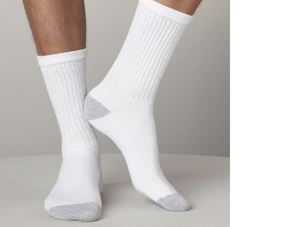3-12 Pairs Mens Sports White 2 Tones Athletic Cotton Crew Socks Size 9-11 10-13