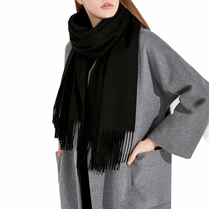 Winter Unisex Plain Solid Scarves 100% Cashmere Wool Warm Scarf Made in Scotland