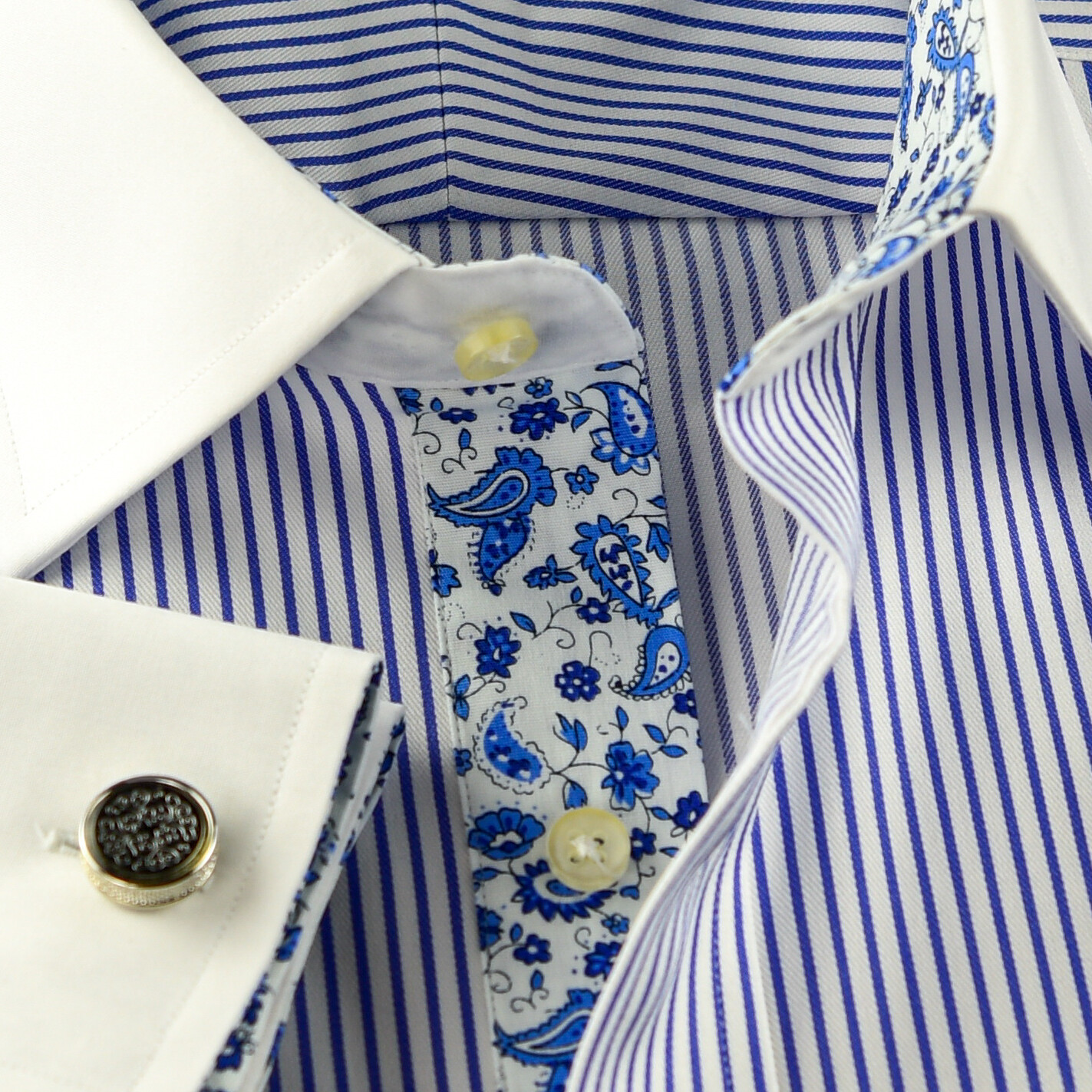 Blue Winchester Business Shirt With Paisley Inner Lining Fashionable Design