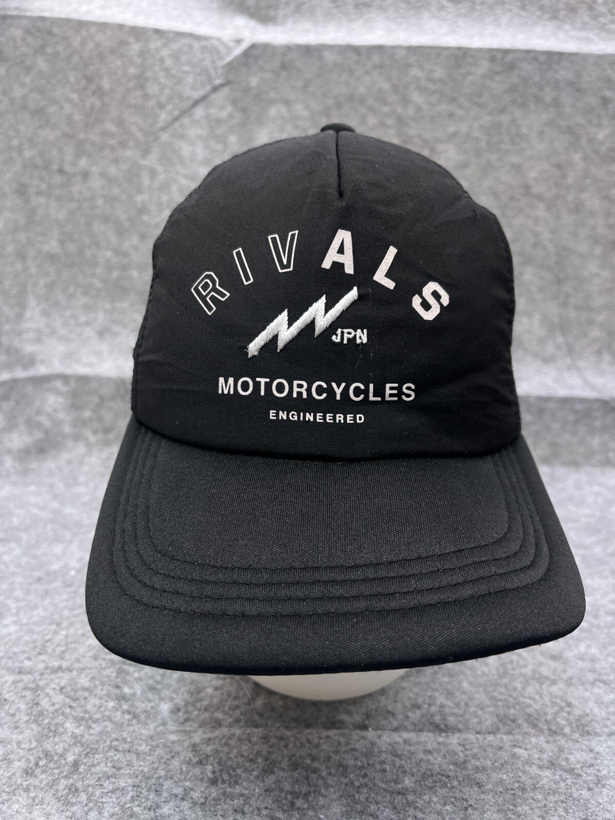 Rivals Japan Motorcycles Hat Cap Snap Back Adult Black Poly Nylon Blend Trucker