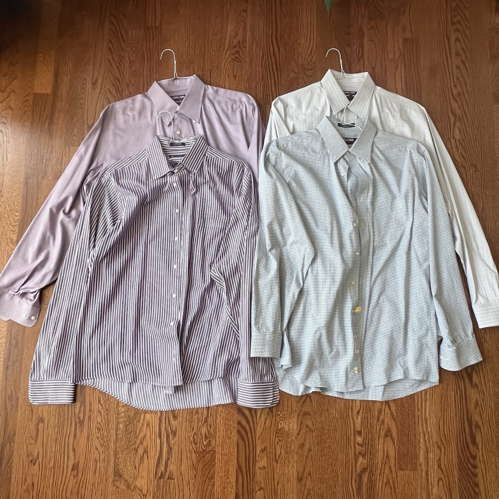 Kirkland Signature Men’s Dress Shirts Lot of 4 17.5 36/37 Traditional Non-Iron