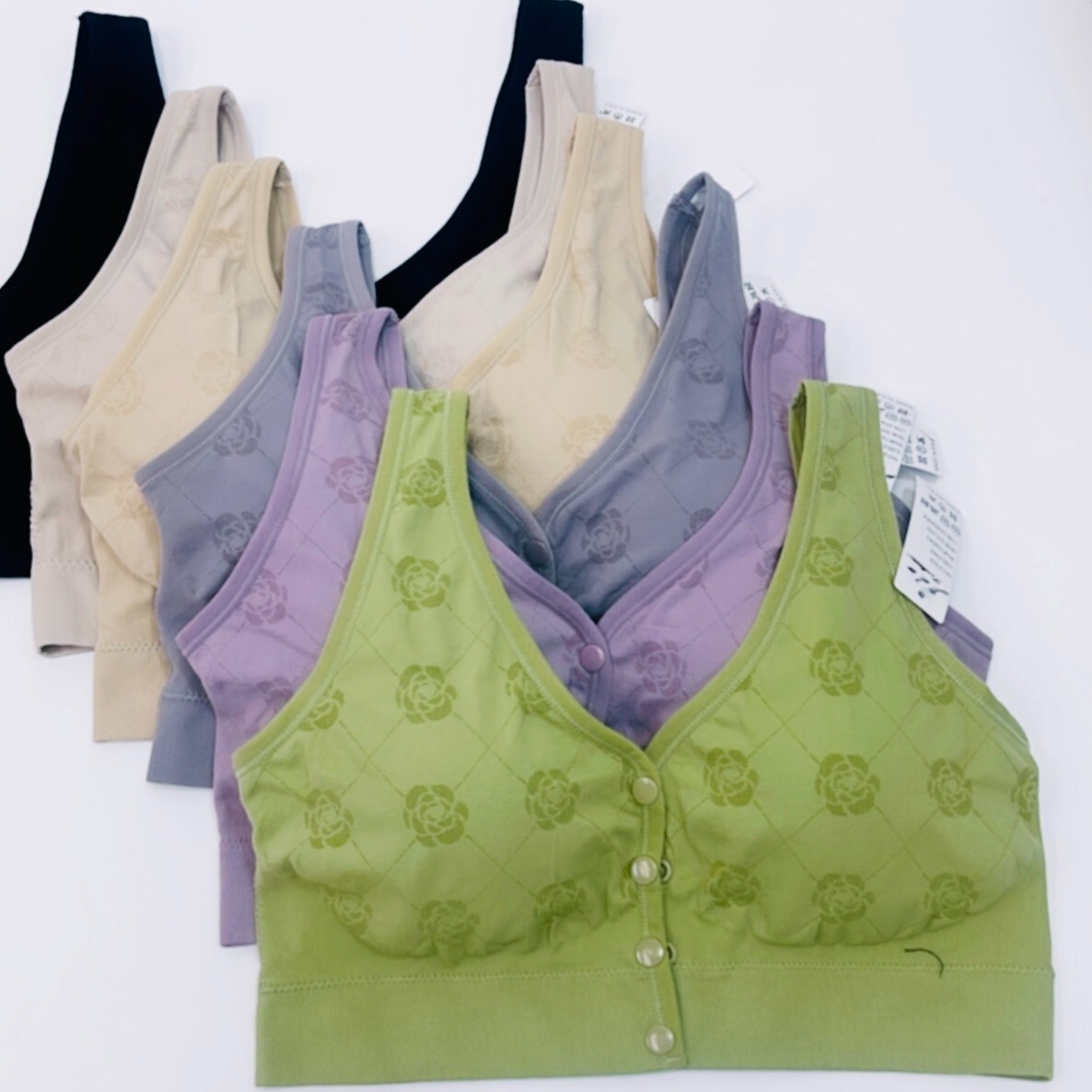 6Pk Sport Bras Seamless Wire Free open front Support Tank Sports Yoga Sleep Bra