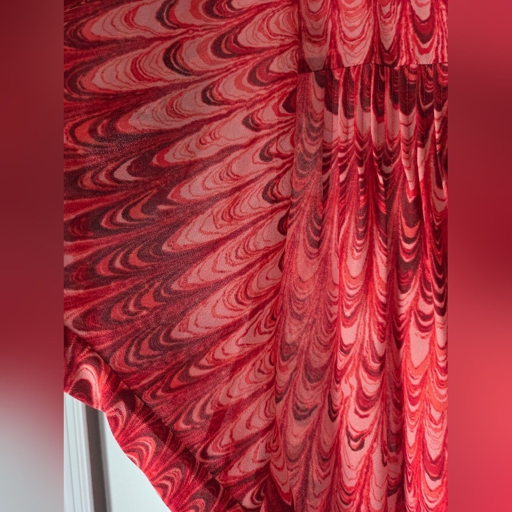 MICHAEL Michael Kors Red Swirl Blouse Size L
