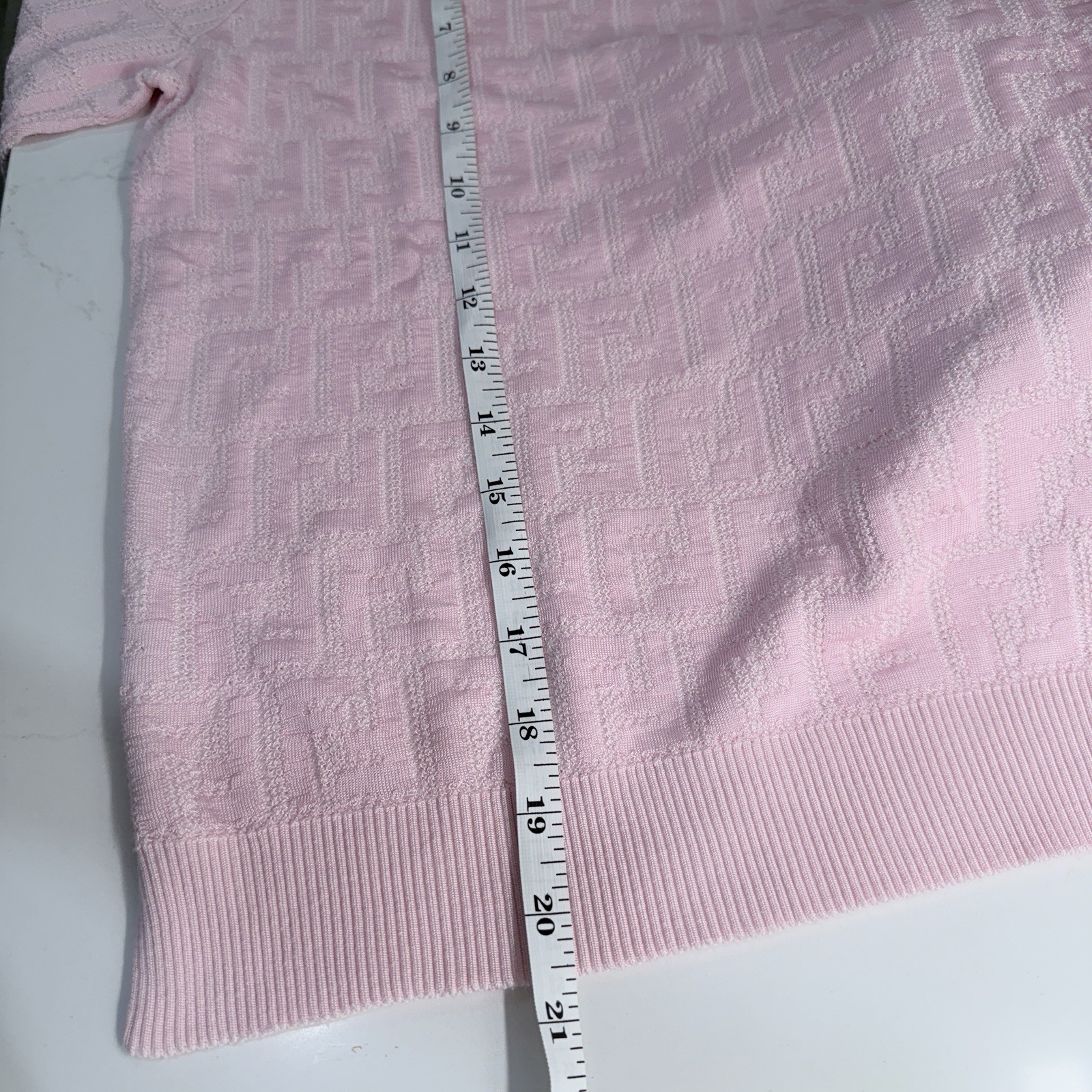 Fendi FF Logo Knit Short Sleeve Sweater Top Pink IT 40 US S Made In Italy