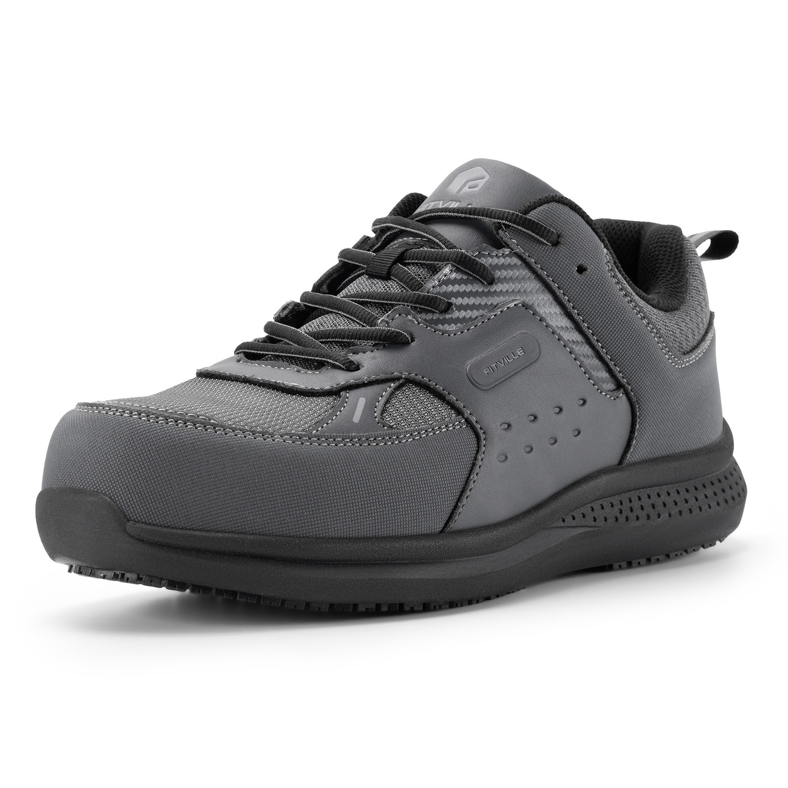 FitVille Men’s Extra Wide Work Safety Shoes Composite Steel Toe Slip Resistant